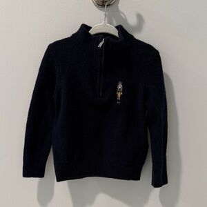 Reiss Kids Navy Half-Zip Funnel Neck Jumper w/ Nutcracker